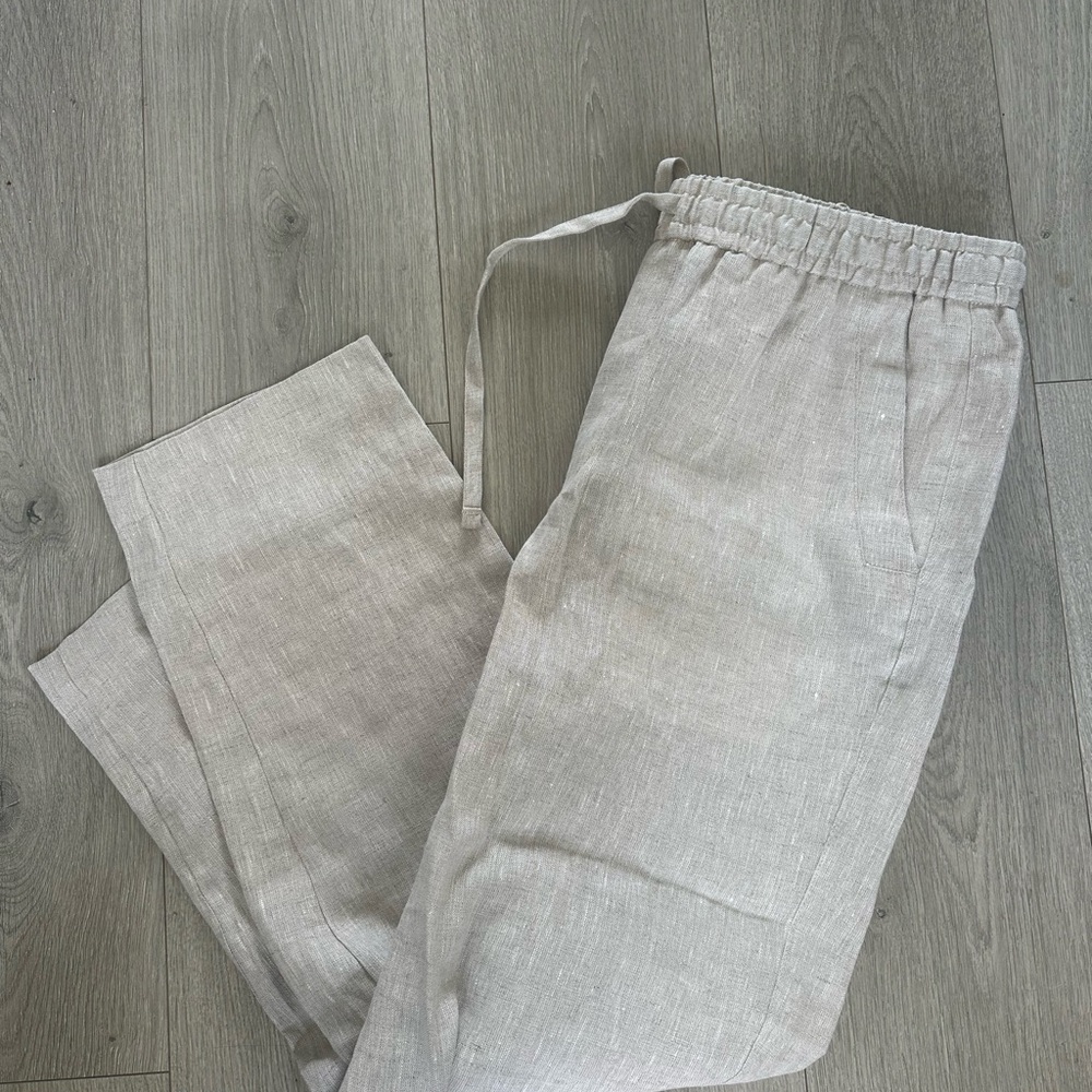 Zara 100% Linen Pants Light Beige - Large